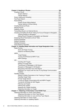 MULTI-FUNCTIONAL DISPLAY (v. 2.00.012). ECDIS User Manual 
4 
Chapter 9. Handling of Routes ...............................