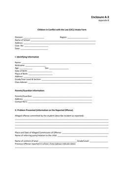 DepEd Child Protection Intake Sheet | PDF | Juvenile Delinquency ...