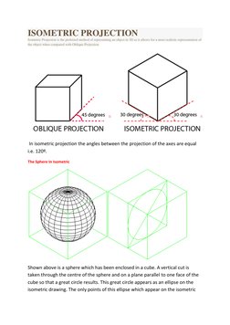 ISOMETRIC PROJECTION 
Isometric Projection is the preferred method of representing an object in 3D as it allows for a more re