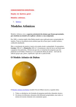 CONHECIMENTOS ESPECÍFICOS: 
Noções  de  Química  (https://www.todamateria.com.br/quimica/) geral:   
Modelos  atômicos.  
2.