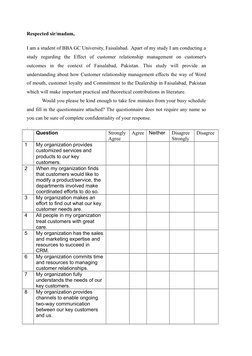 Respected sir/madam,
I am a student of BBA GC University, Faisalabad.  Apart of my study I am conducting a
study  regarding