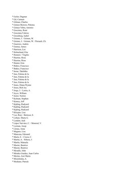 * Geiler, Dagmar
* Gil, Carmen
* Gilman, Charles
* Gómez Borrero, Paloma
* Gómez Yebra, Antonio
* Goscinny, René
* Goscinny/U