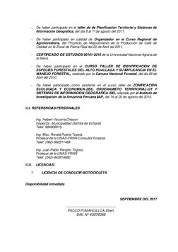  De haber participado en el taller de de Planificación Territorial y Sistemas de 
Información Geográfica, del día 8 al 1º de