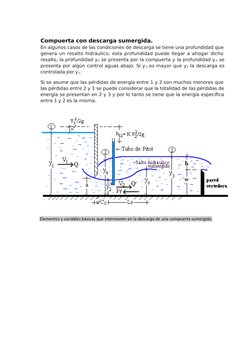  
 
Elementos y variables básicas que intervienen en la descarga de una compuerta sumergida. 
 
 
 
