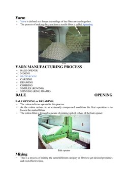 Yarm Making Yarn Manufacturing Process Overview | PDF | Spinning (Textiles) | Yarn