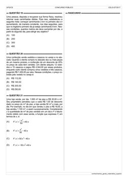 UFG/CS 
 CONCURSO PÚBLICO 
 CELG-GT/2017
▬ QUESTÃO 19 ▬▬▬▬▬▬▬▬▬▬▬▬▬▬▬▬▬▬
Uma pessoa, disposta a recuperar sua forma física, r