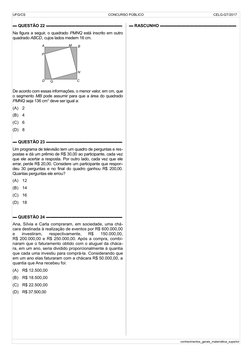 UFG/CS 
 CONCURSO PÚBLICO 
 CELG-GT/2017
▬ QUESTÃO 22 ▬▬▬▬▬▬▬▬▬▬▬▬▬▬▬▬▬▬
Na figura a seguir, o quadrado PMNQ está inscrito em
