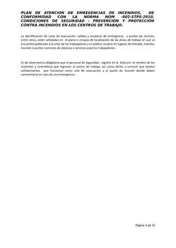 Plan de Emergencia Contra Incendios | PDF | Primeros auxilios | Defensa ...