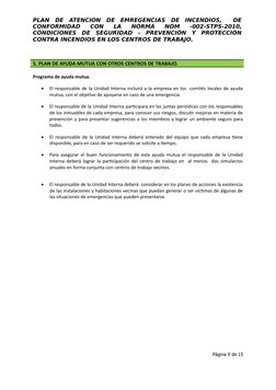 Plan de Emergencia Contra Incendios | PDF | Primeros auxilios | Defensa ...