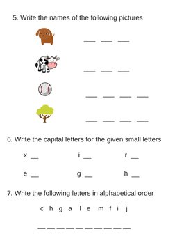 5. Write the names of the following pictures
___   ___   ___
___   ___   ___
___   ___   ___   ___
___   ___   ___   ___
6. W