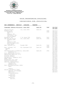 POLICIA DE LA PROVINCIA DE SANTA FE
DIRECCIÓN GENERAL DE SERVICIOS SOCIALES
1º JUNTA 2.823 – 2º PISO – (3.000) SANTA FE
T E L