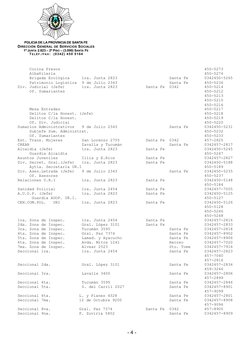 POLICIA DE LA PROVINCIA DE SANTA FE
DIRECCIÓN GENERAL DE SERVICIOS SOCIALES
1º JUNTA 2.823 – 2º PISO – (3.000) SANTA FE
T E L