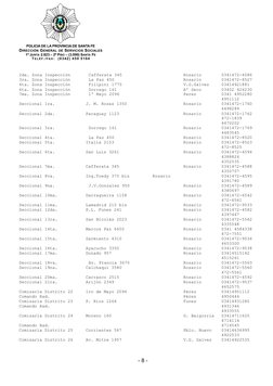 POLICIA DE LA PROVINCIA DE SANTA FE
DIRECCIÓN GENERAL DE SERVICIOS SOCIALES
1º JUNTA 2.823 – 2º PISO – (3.000) SANTA FE
T E L