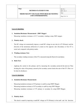 Method Statement For MV LV Switchgear | PDF | Quality Assurance | Safety