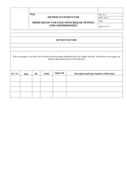 MV/LV Switchgear Testing Method Statement | PDF | Quality Assurance ...