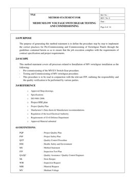Method Statement For MV LV Switchgear | PDF | Quality Assurance | Safety