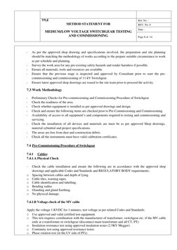 Method Statement For MV LV Switchgear | PDF | Quality Assurance | Safety