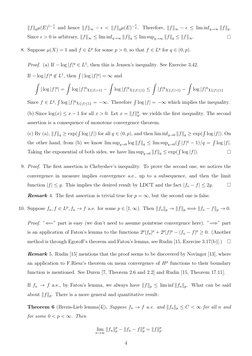 ∥f∥qµ(E)1−1
q and hence ∥f∥∞−ϵ < ∥f∥qµ(E)−1
q . Therefore, ∥f∥∞−ϵ ≤lim infq→∞∥f∥q.
Since ϵ > 0 is arbitrary, ∥f∥∞≤lim infq→∞∥