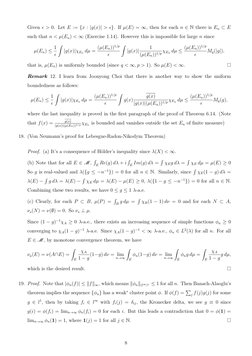 Given ϵ > 0. Let E := {x : |g(x)| > ϵ}. If µ(E) = ∞, then for each n ∈N there is En ⊂E
such that n < µ(En) < ∞(Exercise 1.14)