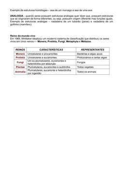 Exemplo de estruturas homólogas – asa de um morcego e asa de uma ave.
ANALOGIA - quando seres possuem estruturas análogas que