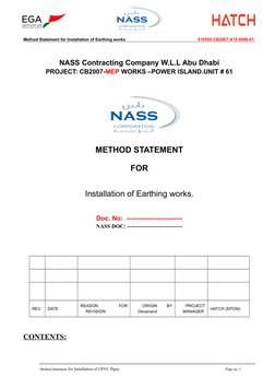 Method Statement for Earthing Installation | PDF | Personal Protective ...
