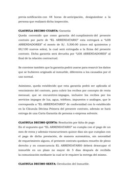 previa notificación con 48 horas de anticipación, designándose a la 
persona que realizará dicha inspección. 
 
CLAUSULA DECI