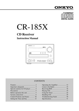 Onkyo CR 185 X Owners Manual | PDF | Ac Power Plugs And Sockets