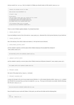 And you saved it as  test.cpp , then to compile it in CMake you should create a txt file named  CMakeLists.txt 
# Specify the