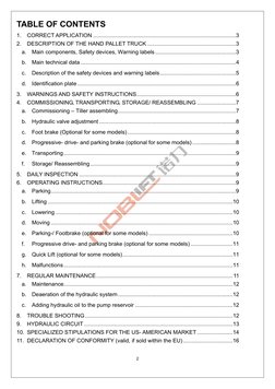 2 
 
TABLE OF CONTENTS 
1. CORRECT APPLICATION ..............................................................................