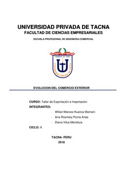 EVOLUCION DEL COMERCIO EXTERIOR 
 
 
CURSO: Taller de Exportación e Importación 
INTEGRANTES: 
