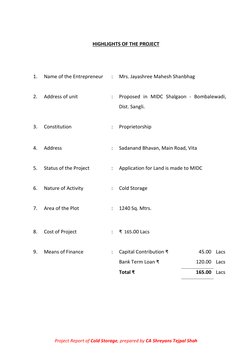 Cold Storage Project Report for 1000 MT | PDF | Refrigeration | Expense