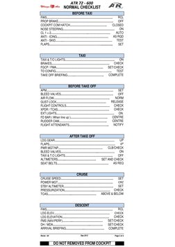 ATR 72-600 Normal Checklist | PDF | Aerospace | Aircraft