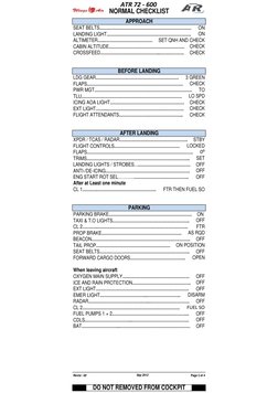 ATR 72-600 Normal Checklist | PDF | Aerospace | Aircraft