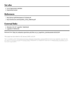 List of trigonometric identities (https://en.wikipedia.org/wiki/List_of_trigonometric_identities)
Exponential function (https