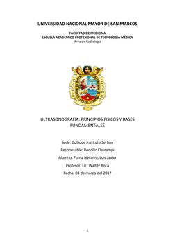1 
 
UNIVERSIDAD NACIONAL MAYOR DE SAN MARCOS 
 
FACULTAD DE MEDICINA 
ESCUELA ACADEMICO PROFESIONAL DE TECNOLOGIA MÉDICA 
Ár
