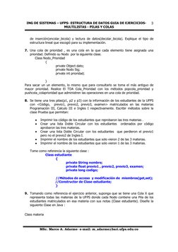 ING DE SISTEMAS – UFPS- ESTRUCTURA DE DATOS GUIA DE EJERCICIOS- 
MULTILISTAS - PILAS Y COLAS 
 
 
 
MSc. Marco A. Adarme- e-m