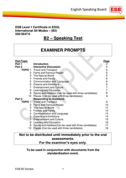 ESB B2 Speaking Test Sample Guide | PDF | Nonverbal Communication ...