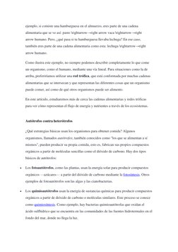 ejemplo, si comiste una hamburguesa en el almuerzo, eres parte de una cadena 
alimentaria que se ve así: pasto \rightarrow→ri