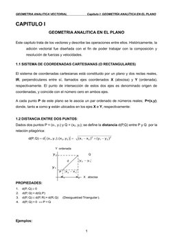 GEOMETRIA ANALITICA VECTORIAL                         Capítulo I: GEOMETRÍA ANALÍTICA EN EL PLANO
CAPITULO I
GEOMETRIA ANALIT