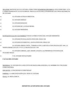 JELLINEK SOSTIENE QUE EL ESTADO, COMO TODO FENOMENO HISTORICO, ESTA SOMETIDO  A UN
CAMBIO PERMANETE EN SUS FORMAS. POR ELLO S