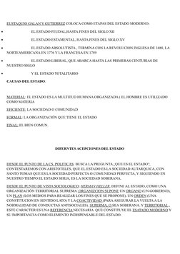 EUSTAQUIO GALAN Y GUTIERREZ COLOCA COMO ETAPAS DEL ESTADO MODERNO:

EL ESTADO FEUDAL,HASTA FINES DEL SIGLO XII

EL ESTADO E