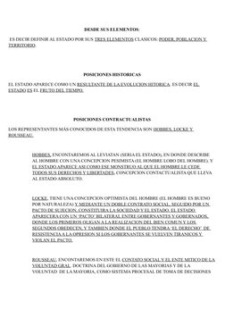 DESDE SUS ELEMENTOS:
 ES DECIR DEFINIR AL ESTADO POR SUS TRES ELEMENTOS CLASICOS: PODER, POBLACION Y 
TERRITORIO.
POSICIONES