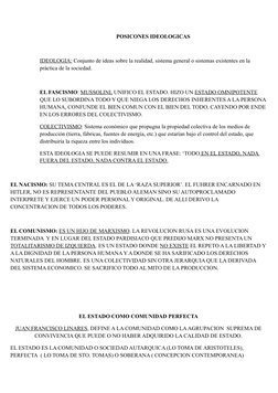 POSICONES IDEOLOGICAS
IDEOLOGIA: Conjunto de ideas sobre la realidad, sistema general o sistemas existentes en la 
práctica d