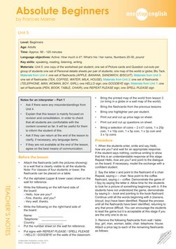 •PHOTOCOPIABLE•
CAN BE DOWNLOADED
FROM WEBSITE
TEACHER’S NOTES
Unit 5 	
Absolute Beginners
by Frances Marnie
© Macmillan Publ