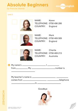 •PHOTOCOPIABLE•
CAN BE DOWNLOADED
FROM WEBSITE
Unit 5 	
Absolute Beginners
by Frances Marnie
© Macmillan Publishers Limited,