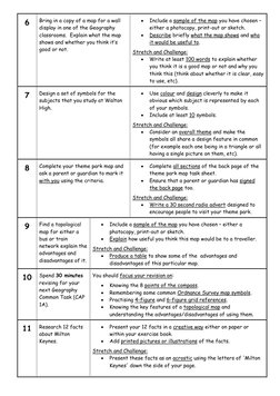 6 
 
Bring in a copy of a map for a wall 
display in one of the Geography 
classrooms.  Explain what the map 
shows and whe