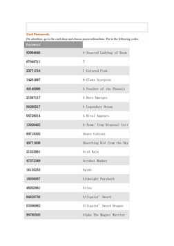 yugioh duel academy card list Yu-Gi-Oh! GX Codes | PDF Duel Academy : Yu-Gi-Oh... -
