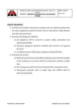 Method Statement for Shuttering Works | PDF | Concrete | Building ...