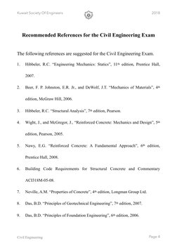 Kuwait Society Of Engineers
!
2018
Recommended References for the Civil Engineering Exam 
The following references are sugges