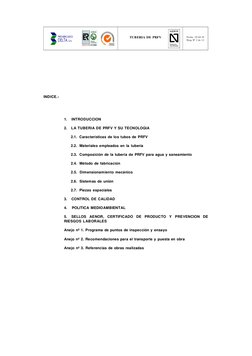 TUBERIA DE PRFV 
Fecha: 20.04.10 
Hoja Nº 2 de 13 
 
 
 
 
 
 
 
 
 
 
 
 
INDICE.- 
 
 
 
 
1. 
INTRODUCCION